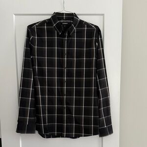 Express Men's Dark Plaid Button Down Shirt​